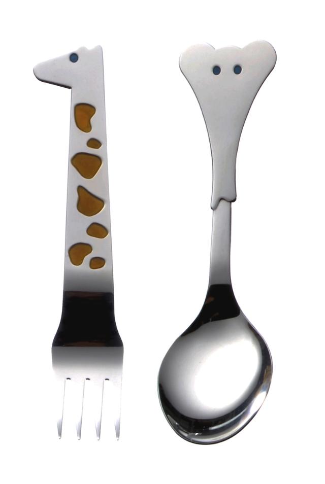 SAFARI GIFTSET <br>Elephant spoon and Giraffe fork