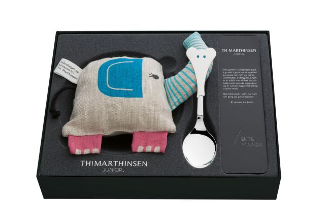 SAFARI GIFTSET<br>Elephant Child spoon and  babyrattle
