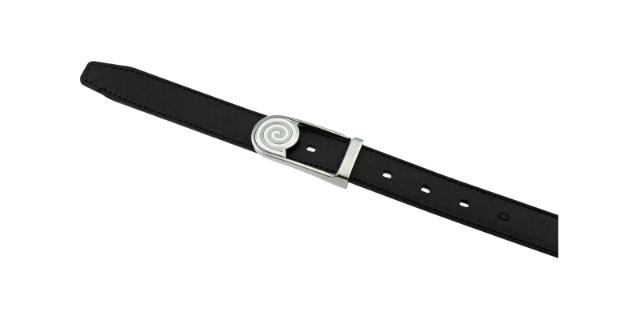 BELT<br> Silver buckle. White enamel