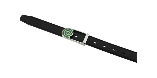 BELT<br> Silver buckle. Green enamel