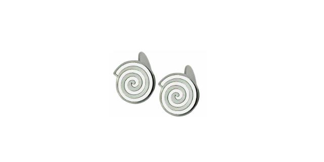 SILVER CUFFLINKS<br> Enamel, white