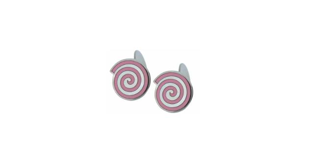 SILVER CUFFLINKS<br> Enamel, pink