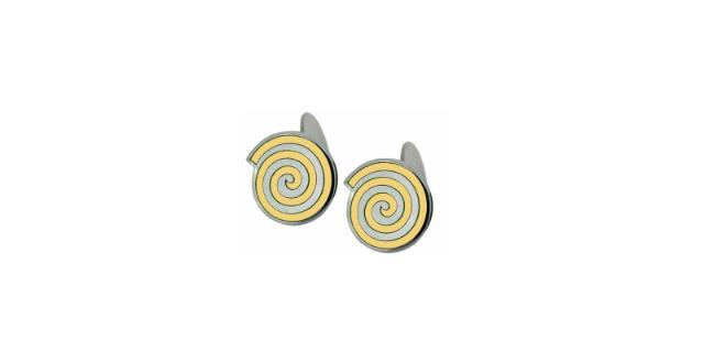 SILVER CUFFLINKS<br> Enamel, yellow