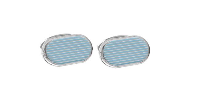 SILVER CUFFLINKS<br>Enamel, blue