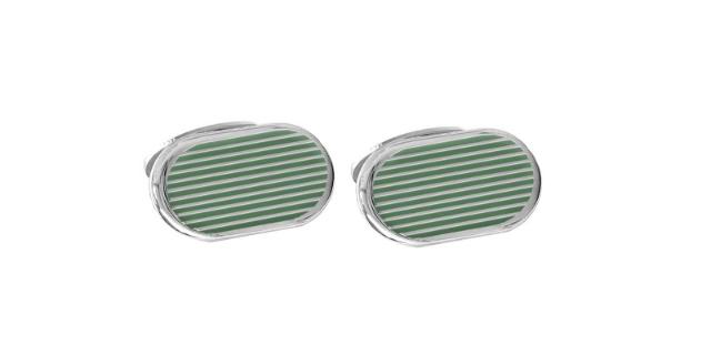 SILVER CUFFLINKS<br>Enamel, green