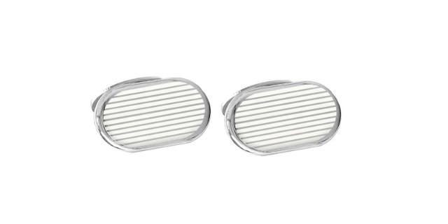 SILVER CUFFLINKS<br< Enamel, white