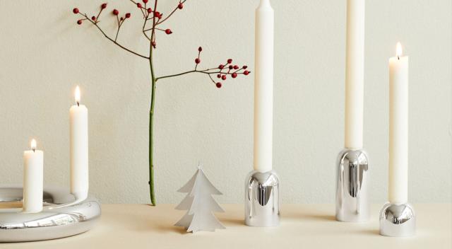 AURA<br> Candleholder, silverplated brass
