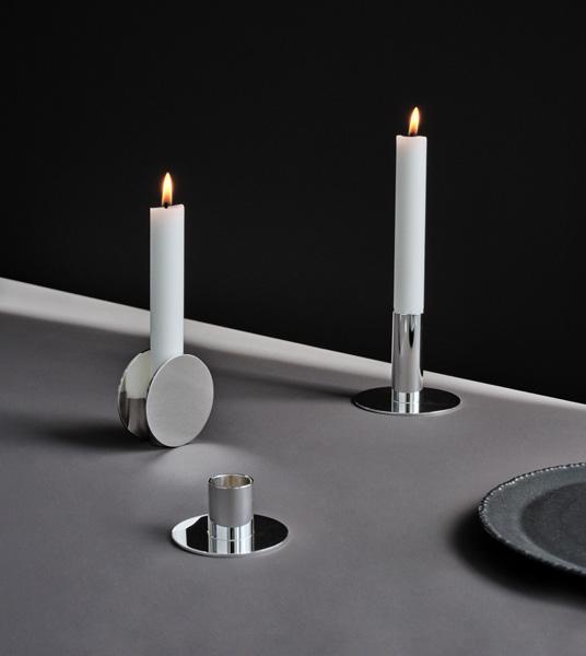 CIRCLE<br>Candle holder, silverplated brass